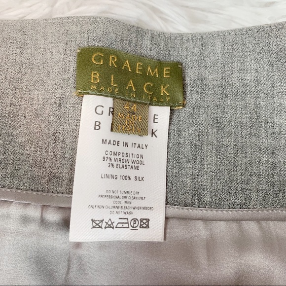 Graeme Black Virgin Wool knee length a-line Skirt gray high rise Made in Italy - Picture 10 of 10